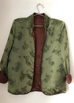 Коллекційний вінтаж: двосторонній жакет-кімоно з парчі peony brand (shanghai, vintage)