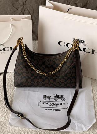 Женская сумка coach juliet shoulder bag 25 premium темно коричневая