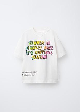 Футболка белая с флуоресцентным неоновым принтом от zara