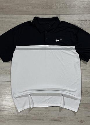 Чорна спортивна футболка поло найк nike dri-fit colorblock, факт 3xl, оригінал