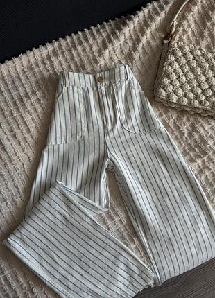 Прямі смугасті брюки zara