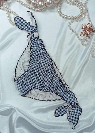 💙 кокетливые бикини плавочки плавки низ от купальника в клетку с рюшами calzedonia