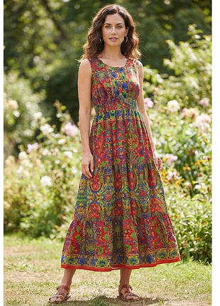 Яркое платье макси из натурального шелка bold &amp; beautiful, m/l
