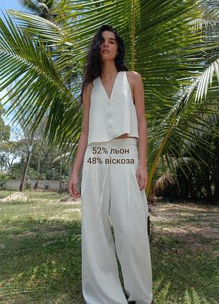 Оригінальні штани з зашипами з льону з нової колекції zara new original.