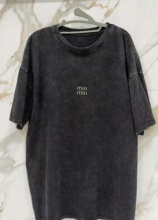 Футболка женская оверсайз  графит серая miu miu gucci dior saint laurent fendi pinko kors chanel