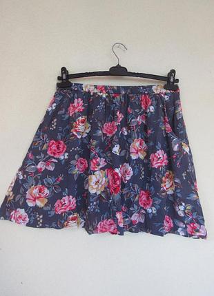 Легкая женская юбка на резинке цветочный принт вит cath kidston