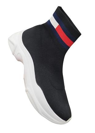 Tommy hilfiger jeans женские кроссовки-носки (sock boot trainers)