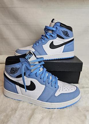 Кросівки чоловічі air jordan 1 high black university light blue/white 555088-134