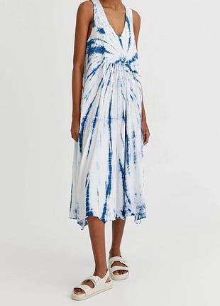 Платье миди pull &amp; bear tie-dye 100% хлопок, s