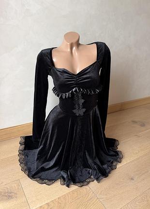 Чорна оксамитова сукня плаття dark fairy grunge