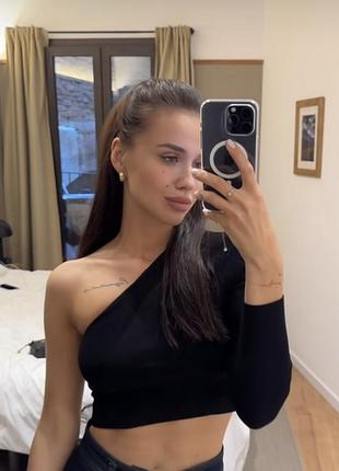 Лонгслів zara / джемпер на одне плече / джемпер з відкритим плечем та довгим рукавом / топ / футболка / кофточка / кофта