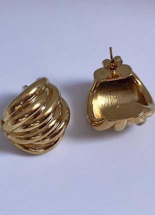 Сережки золоті масивні геометричні позолота 18k