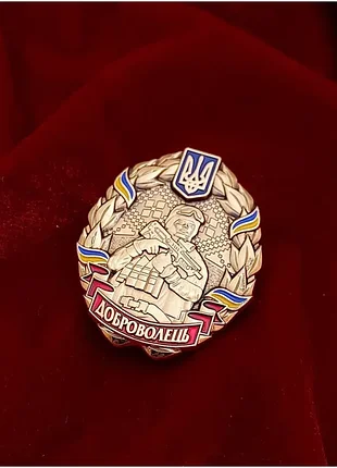 Нагрудный знак доброволец с документом