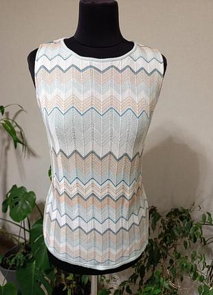 Стильний трикотажний топ comma, у зигзаг (missoni style) | розмір 42 (xl)
