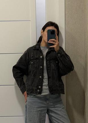 Куртка чорна джинсова zara s