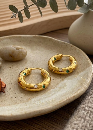 Серьги нержавеющая сталь stainless steel со вставками камушками