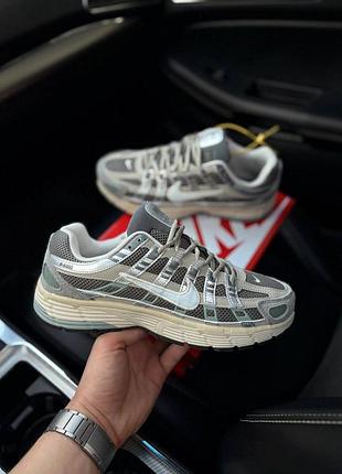 Кросівки nike p-6000 найк п-6000 з текстилю та шкіри сірі для чоловіків та активного відпочинку рефлективні