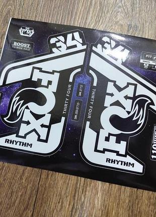 Білі наклейки на велосипед вилку пір'я 34 fox rhythm фокс