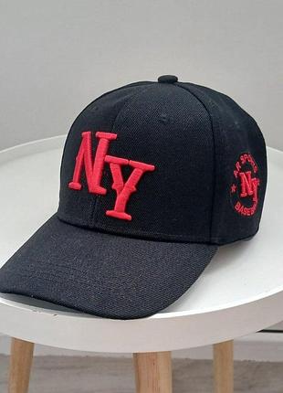Кепка бейсболка универсальная взрослая женская мужская вышивка ny красная черная (506236)