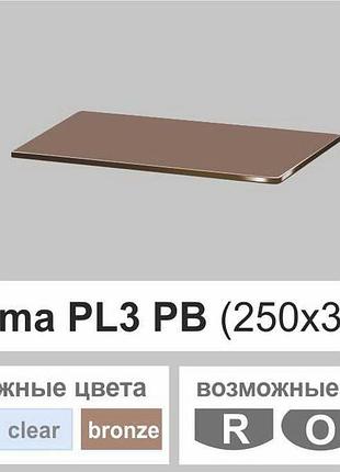 Стеклянная полка настенная навесная универсальная прямоугольная commus pl3 pb (250х360х8мм)
