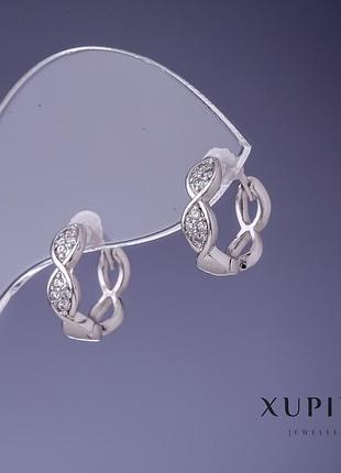 Серьги xuping 13х4мм родий новинка
