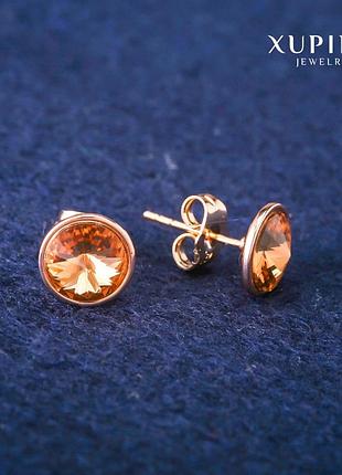Серьги пусеты серьги пульчики xuping с кристаллами swarovski d-10мм позолота 18к новинка
