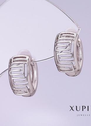 Серьги xuping d-8мм l-14мм родий новинка