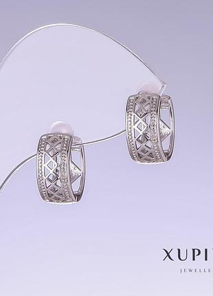 Серьги xuping l-13мм s-7мм родий новинка