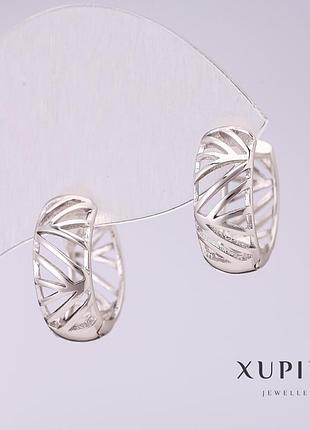 Серьги xuping 6х14мм родий новинка