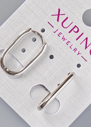 Серьги xuping d-20х2мм+-, родий новинка