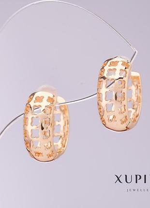 Серьги xuping ажурные d-7мм l-16мм позолота 18к новинка