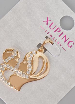 Кулон xuping "мама с младенцем" с белыми стразами d-28х23мм+- позолота 18к новинка