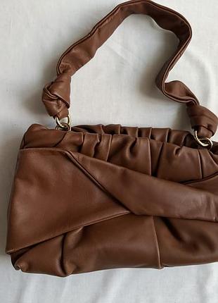 Zara коричнева сумка натуральна шкіра