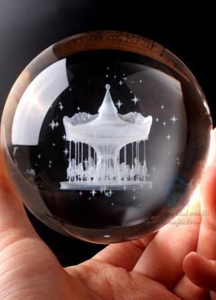 Декоративный 3d ночник шар 6см «карусель» теплый led(1)(50) топ продаж!