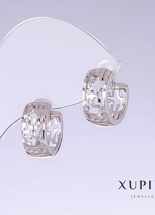 Серьги xuping l-14мм s-6,5мм родий новинка