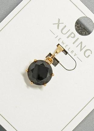 Кулон xuping с черным кристаллом d-9мм+ - l-17мм+- позолота 18к новинка