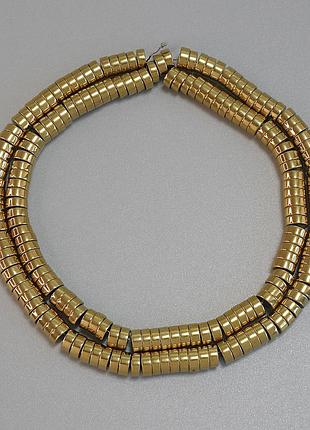 Бусины гематит цвет золото рондель 5х2мм+- на леске l-40см+- новинка
