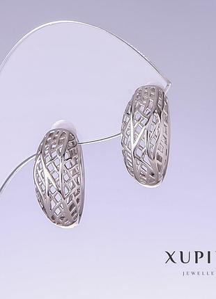 Серьги xuping l-19мм s-9мм родий новинка