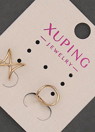 Каф двойной xuping позолота 18к 8х7мм + - новинка