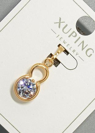 Кулон xuping с белым кристаллом d-9х15мм+ - l-23мм+- позолота 18к новинка