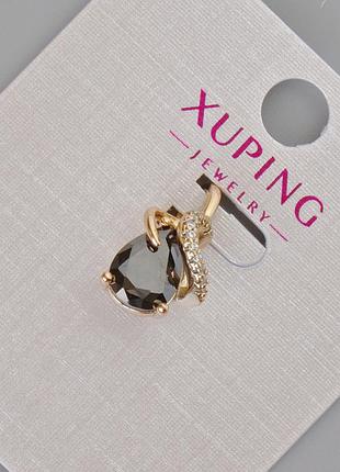 Кулон xuping с черным кристаллом и белыми стразами d-16х10мм+- позолота 18к новинка