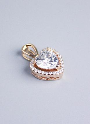 Кулон xuping позолота 18к сердце с белыми стразами и кристаллом d-12х13мм+- новинка