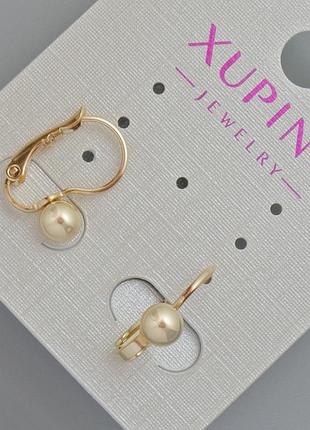 Серьги xuping d-5мм+- l-15мм+- позолота 18к новинка
