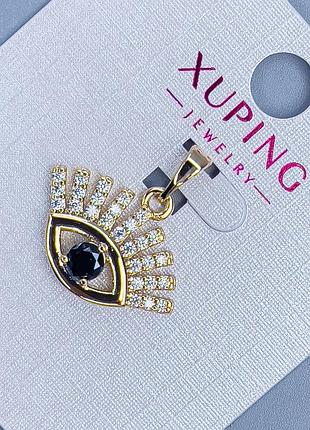 Кулон xuping глаз с белыми стразами и черным кристаллом d-20мм+ - l-21мм+- позолота 18к новинка