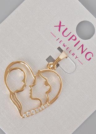 Кулон xuping "сердце" с белыми стразами d-28х21мм+- позолота 18к новинка