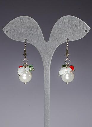Серьги подвески "жемчужина ( им )" l-4,5 см новинка