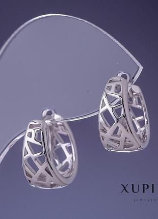 Серьги xuping 16х8мм родий новинка