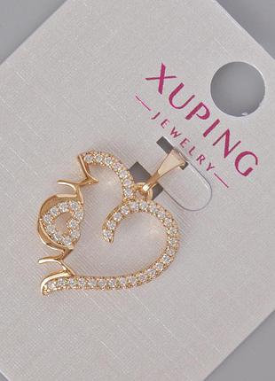 Кулон xuping "сердце" с белыми стразами d-23х18мм+- позолота 18к новинка