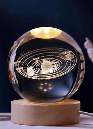 Декоративний 3d нічник шар 8 см «система планет» теплий led(1)(30) топ продажів!