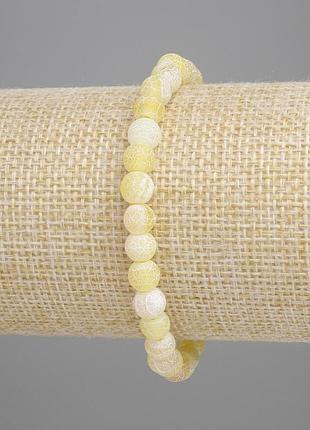Браслет желтый морозный агат гладкий шарик d-6мм+- l-18см+- стрейч новинка